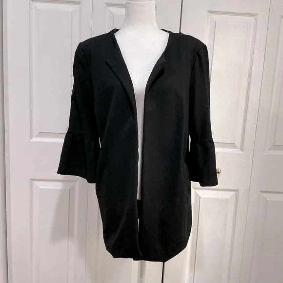 🍓 Roz & Ali Black Open Front Jacket - XL - Picture 1 of 6